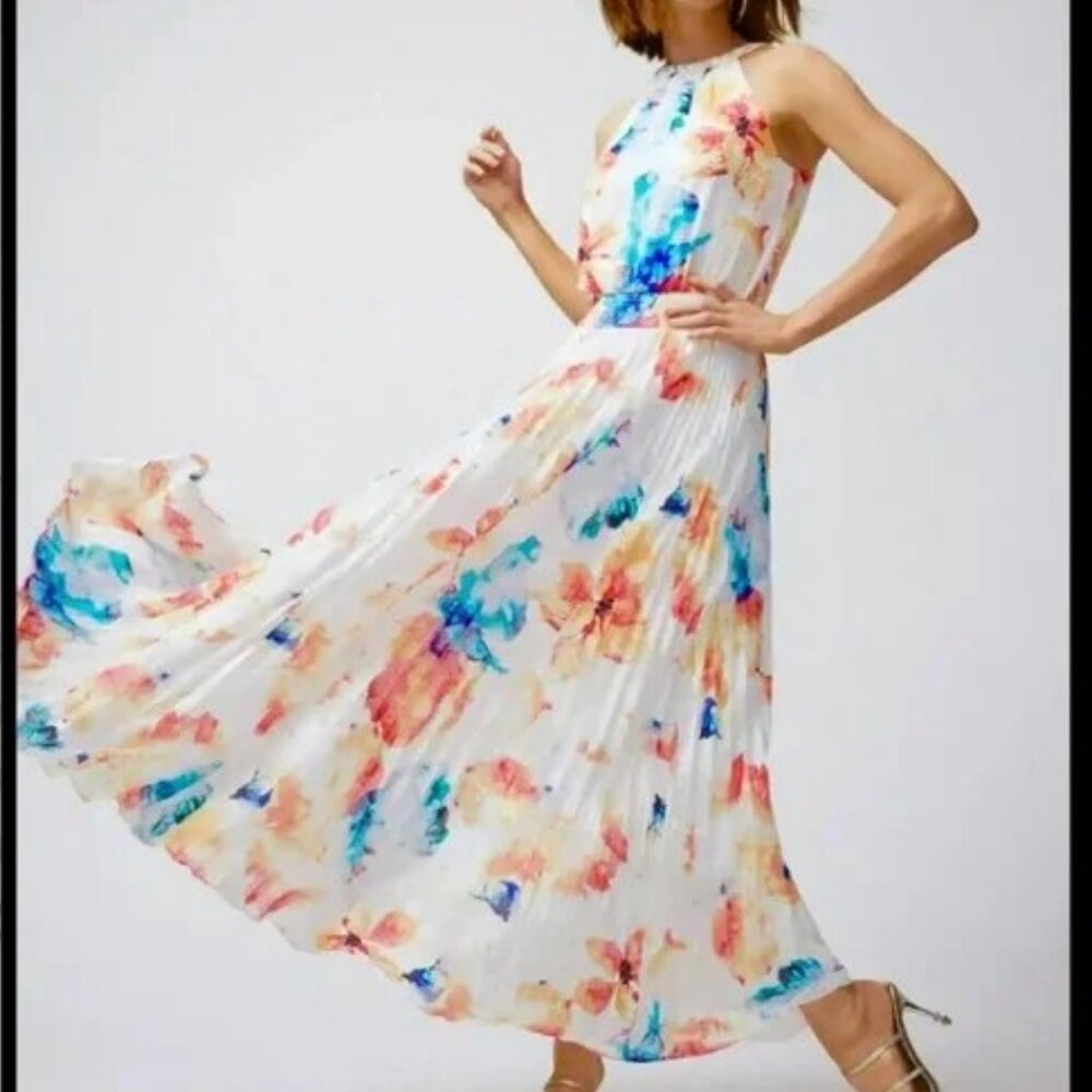 WHBM Braided Neck Jacquard Halter Maxi Dress Size 14 Like New